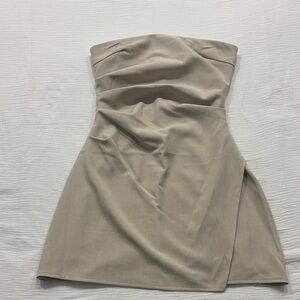 White Fox Boutique Strapless Beige Dress